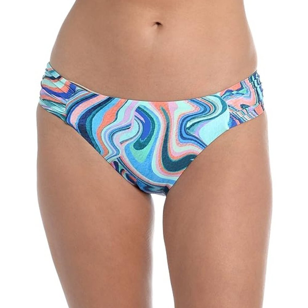La Blanca 'Crystal Cove' Shirred-Side Bikini Swimsuit Bottom, Multicolor